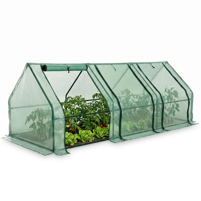 Cheqo® Kweekkas - Tunnelkas - Broeikas - Foliekas - Plantenkas - Tuinkas - 3 Deuren - Ritssluiting - Groente en Fruit - Moestuin - Tomatenkas - Mini Kas - Tuin - Zonder Bodem - Groen - Balkon - Overwinteringskas - Kruidentuin - Transparant