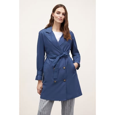 Motivi Short Double-breasted Trench Coat Blue Größe: 32 | Trench Coats Outlet | Damen | Blau