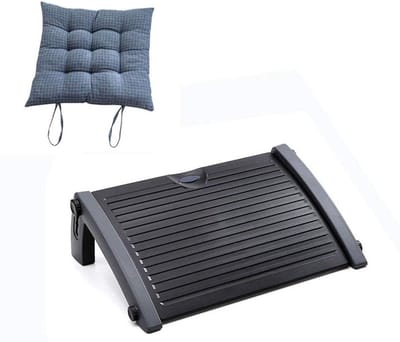Verstelbare Voetsteun - Ergonomische Ondersteuning - Werkcomfort Verhogend - Vier Hoogtes Instelbaar - 45x35cm Loopvlak - Zwart