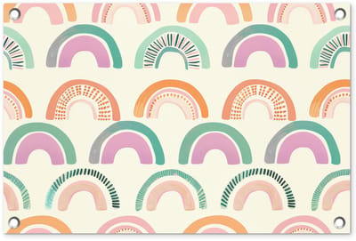 Tuinposter 60x40 cm - Tuindecoratie Regenboog - Pastel - Patroon - Poster voor in de tuin - Buiten decoratie - Schutting tuinschilderij - Tuindoek muurdecoratie - Wanddecoratie balkondoek