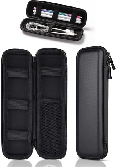Hardcase voor vulpen en vulpenrol, monochroom zwart, ideaal voor schrijfliefhebbers en bescherming
