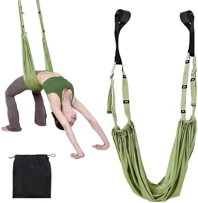 Aerial Yoga Swing voor Thuisgebruik - Anti-Gravity Yoga Hangmat, Elastische Band en Pilates Accessoires voor Gymnastiek en Balans Training