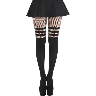 Pamela Mann - Gothic Maillot - Fishnet - voor Vrouwen - zwart