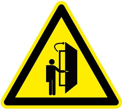 Pas op voor openslaande deur bord - kunststof 150 mm