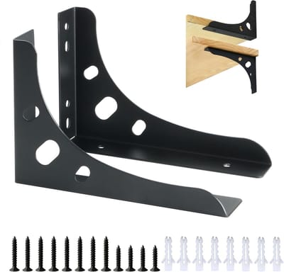 2 Stuks Wandgemonteerde L-vormige Steunbeugels van Roestvrij Staal, 15 cm, Perfect voor Hoekplanken in Woonkamer en Slaapkamer, Duurzaam en Modern Ontwerp