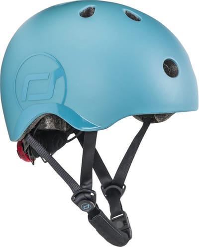Scoot & Ride Helmet – Kinderhelm – S 51-55 cm – LED achterlicht – magnetische sluiting – verstelbaar – Steel