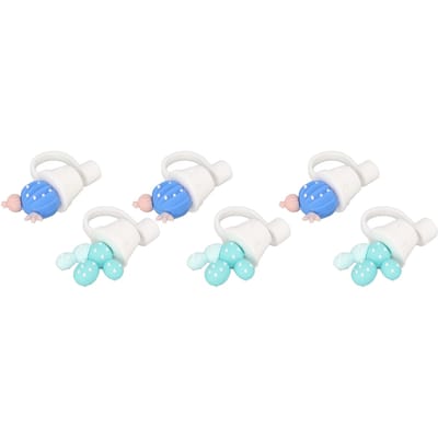 6 Stuks Rietje Dop Schattige Cartoon Herbruikbare Siliconen Toppers Drinkrietjes Dekseltjes Stekkers Type A white