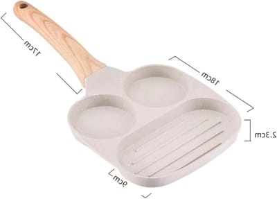 Anti-aanbakpan - Koekenpan Omeletpan - Ontbijt Bereiden - 3-in-1 Ontwerp - 18.5 cm Breed - Zwart