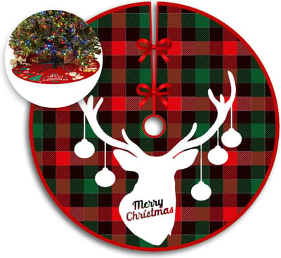 Q2P - Kerstboomrok - Rendier - Kerstversiering - Kerstkleed - Kerstboomkleed - Kerstdecoratie - Kerst - Decoratie - Rood - 90cm