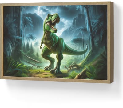 Nachtlampje 60x40 cm - Kinder lamp - Dino - Jongens - Groen - Blauw - T-Rex - Tafellamp kinderkamer draadloos - Slaapkamer lampje - Bedlamp kinderen - Kinderlampje - Wandlamp babykamer - Nachtlampjes