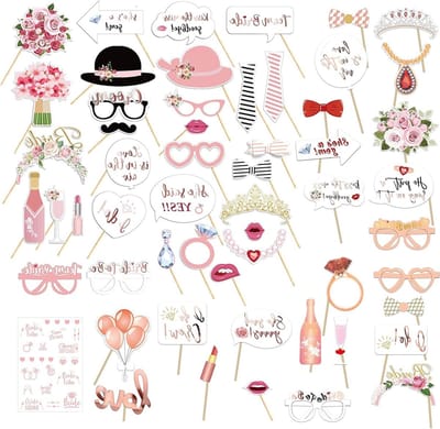 Fotobooth Accessoires Bruiloft - Foto Props Feest - Feestdecoratie Maken - 56 Delige Set - Standaard Formaat - Meerkleurig