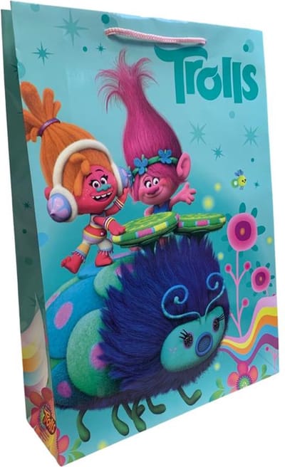 5 Luxe Dreamsworks Trolls Cadeautasjes A3 formaat 33x44cm - Papieren cadeautasjes met Full-color bedrukking