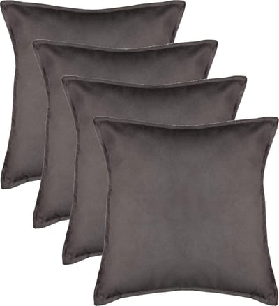 Atmosphera Bank/sierkussens huiskamer Sophia - 4x stuks - 52 x 52 cm - Donkergrijs - polyester - met rits