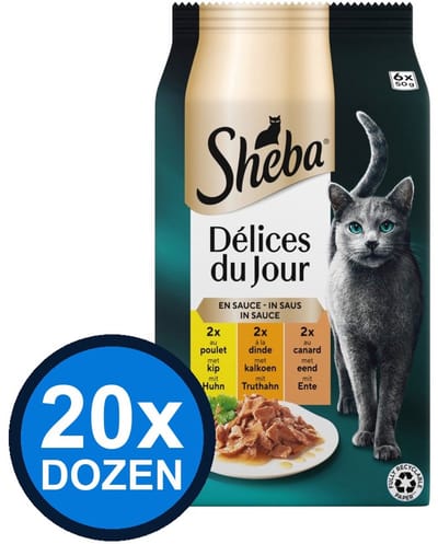 20x Sheba - Delices Du Jour Pouch Saus Gevogelte Sel Multipack (6x50g) - Kattenvoer Natvoer - 300 g