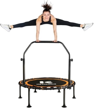 Mini Rebounder Trampoline 101,6 cm voor Volwassenen - 204 kg Stille Indoor Fitness Trampoline met Verstelbare Handgreep