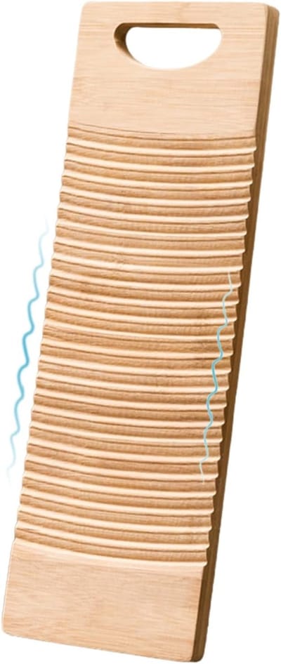 Wassen Bord - Wasplank Handwas - Kleding Reinigen - Golfpatroon Ontwerp - 40 x 15 x 1.9 cm - Houtkleur