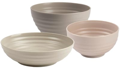 Plasticforte onbreekbaar servies kommetjes - beige - kunststof - 13 x 7 cm - 15 x 8 cm - 19 x 5 cm - 12x stuks - Camping - Keuken