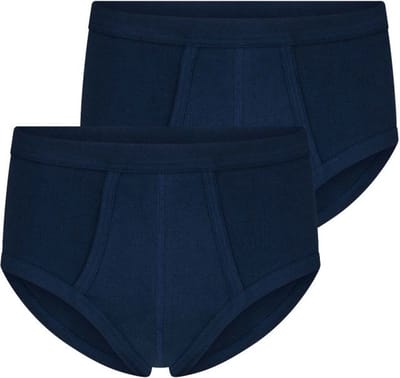 2-pak heren slip kleur, M3000 - 100% Katoen- Met gulp - Voorsluiting - Klassiek mannen ondergoed - Donkerblauw / M
