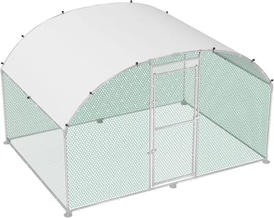 ACXIN Kippenhok Outdoor Ren - Gegalvaniseerd Stalen Pluimvee Huis - Vergrendelbare Deur Koepeldak - 3x4 m