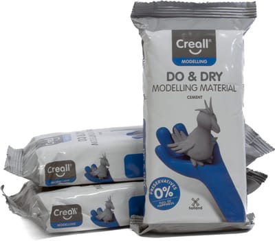Creall Do & Dry | Luchtdrogende klei kleur Cement | 3 x 500g | Made in Holland | Zacht en klaar voor gebruik | Made in Holland | Knutselwerk kinderen, school, hobby, DIY en creatieve projecten