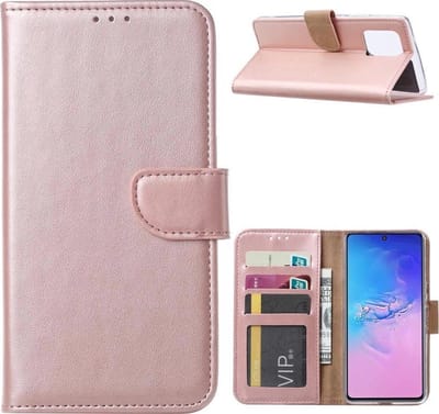 Bookcase Geschikt voor: Samsung Galaxy A91 - Rose Goud - portemonnee hoesje
