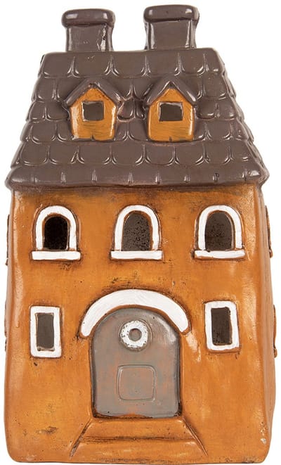 Clayre & Eef Waxinelichthouder Huis 23x17x37 cm Oranje Keramiek