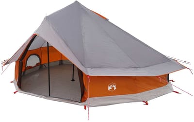 vidaXL - Tipi - Tent - 18-persoons - Grijs - en - Oranje - Polyester - en - Staal