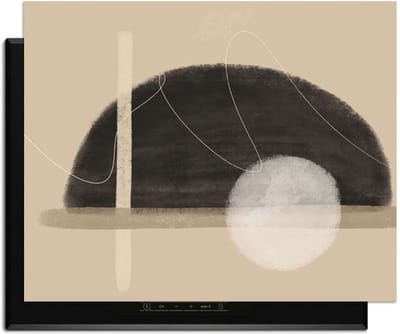 KitchenArt - Sand Dusk – Japandi Inductie Beschermer - 76x51.5 cm - Kookplaat Beschermer - Luxe Afdekplaat Inductieplaat - Anti-slip & Oprolbaar - Beschermmat Inductiekookplaat