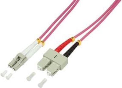 LogiLink 7.5m LC-SC Glasvezel kabel 7,5 m OM4 Roze