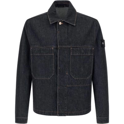 Stone Island Effen Kleur Zak Verborgen Knop Lange Mouwen Jas Heren jassen L1S144100006S00J7-VJ201 L black
