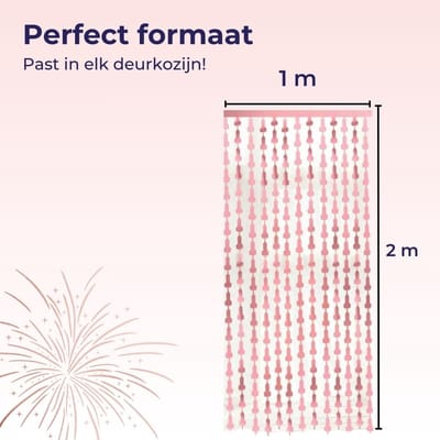 Glittergordijn - 100cm x 200cm - Penis - Roze - Feestversiering - Feestartikelen - Deurgordijn - Bachelorette Party
