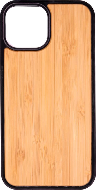 Houten Telefoonhoes Geschikt Voor Iphone 13 Mini - Houten Telefoonhoes - Houten Case - Bamboo Hout - Zwart - Beschermende Bumper