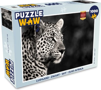 Puzzel Luipaard - Zwart - Wit - Zuid-Afrika - Legpuzzel - Puzzel 1000 stukjes volwassenen