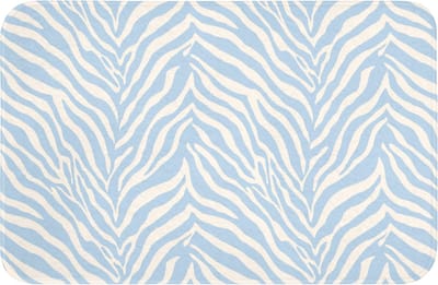 Badmat 60x40 cm - Antislip - Zebra - Motief - Blauw - Wit - Badmatten voor badkamer - Badkamermat - Douchemat - Badkamer mat
