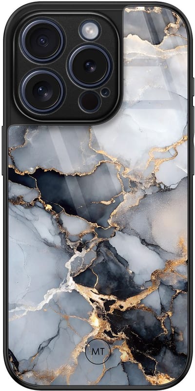 Hoesje geschikt voor iPhone 15 Pro - Marble mist - Luxe Hard Case - Marmer - Grijs - Mooie Telefoonhoesjes