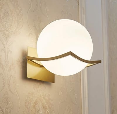 Moderne Glazen Bol Wandlamp Goud/Zwart E27 Geschikt voor Woonkamer en Slaapkamer