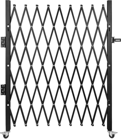 Enkel Opvouwbaar Veiligheidshek, 48" H X 71" B, Opvouwbaar Stalen Hek, Uitbreidbare BarrièRedeur, 360° Oprolbaar Schaarhek met Hangslot