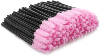Allecto - Wegwerp-wimperborstels - Silikonenen applicators - Zacht en opvouwbaar - Zwart + Roze - Voor wimperverlenging - Geschikt voor cosmetica