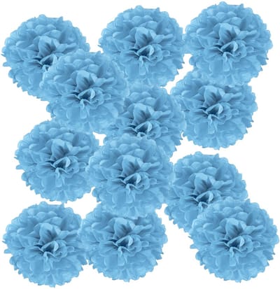 PATIKIL 10 inch tissuepapier pompoms, 12 stuks pompons papier bloemen bal tissuepapier bloemen voor bruiloft bruidsdouche verjaardag vrijgezellenfeest achtergrond decoratie, meer blauw