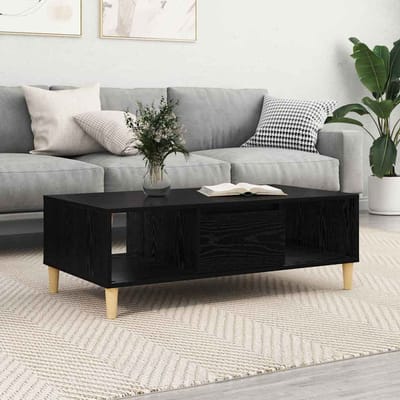 vidaXL - Salontafel - Zwart - Eiken - 102 - x - 55 - x - 35 - cm - Bewerkt - hout