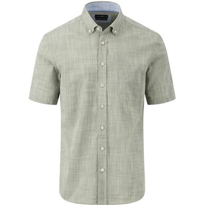 Fynch-Hatton Overhemd Slub Solid Vague Check Button Down Dusty Olive / male