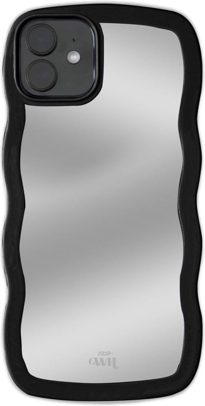 xoxo Wildhearts Wavy mirror case Black telefoonhoesje - Geschikt voor iPhone 11 - Golvend spiegelhoesje - Wolken hoesje - Schokbestendig - Cloud case - Silicone case met spiegel - Zwart