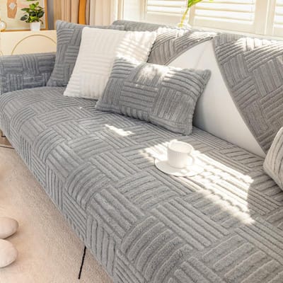 Amerikaanse stijl effen kleur winter pluche bank handdoek dikke pluche zachte en gladde bankhoezen woonkamer antislip bankhoes 70x70cm 1pcs
