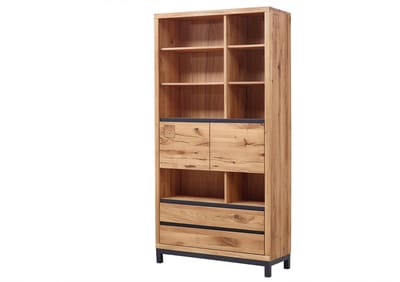 MASSIVMOEBEL24.DE wilde eik boekenkast blank massief hout 100x40x200 cm (BxTxH) geolied gemonteerd VILLANDERS volledig massief #138