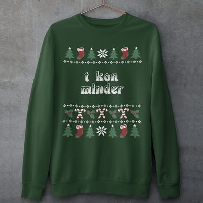 Groningen Kersttrui Groen T Kon Minder Candy Cane - Maat XS - Uniseks Fit - Kerstkleding Voor Dames & Heren