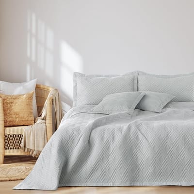 Famanu - Sprei 240x260 cm zilver, dubbelzijdig ultrasoon stiksel polyester design