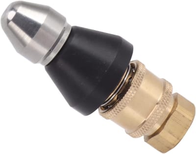 Rioolbuis Mondstuk - Afvoerreiniger Accessoire - Verstoppingen Verwijderen - Efficiënte Jetting Actie - G1/4 Aansluiting - Zilver