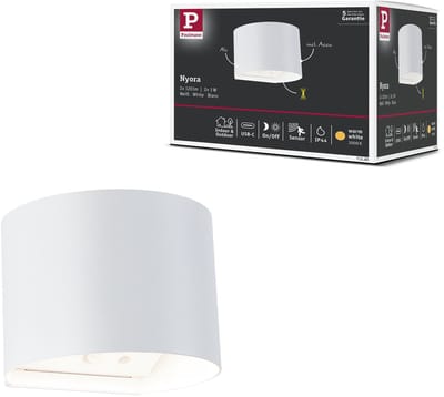 LED wandlamp op accu Nyora IP44 3000K 135x120 mm 2x1W Wit