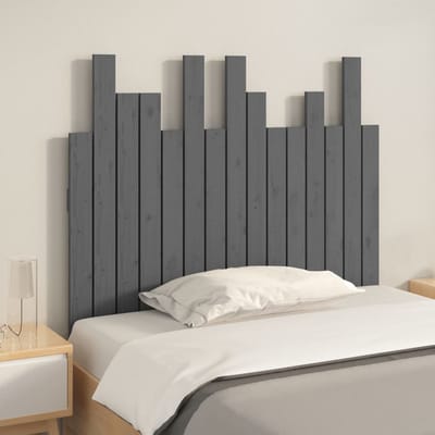 vidaXL - Hoofdbord - wandmontage - 95,5x3x80 - cm - massief - grenenhout - grijs