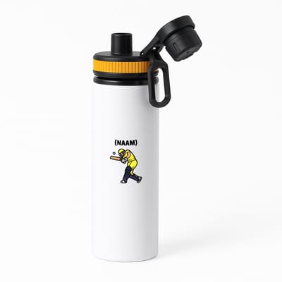 Hacebo® - Cricket met eigen naam waterfles met draaidop oranje - Cricket - Cricketer - Sport - water fles - 850ML